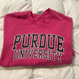 Pink Purdue Crew Neck Sweat Shirt